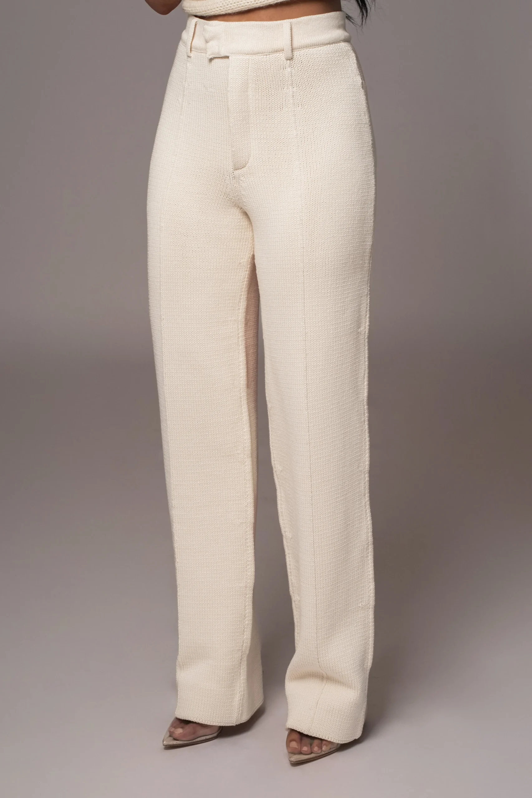Ivory Back In Business Knit Trousers*JLUXLABEL Discount