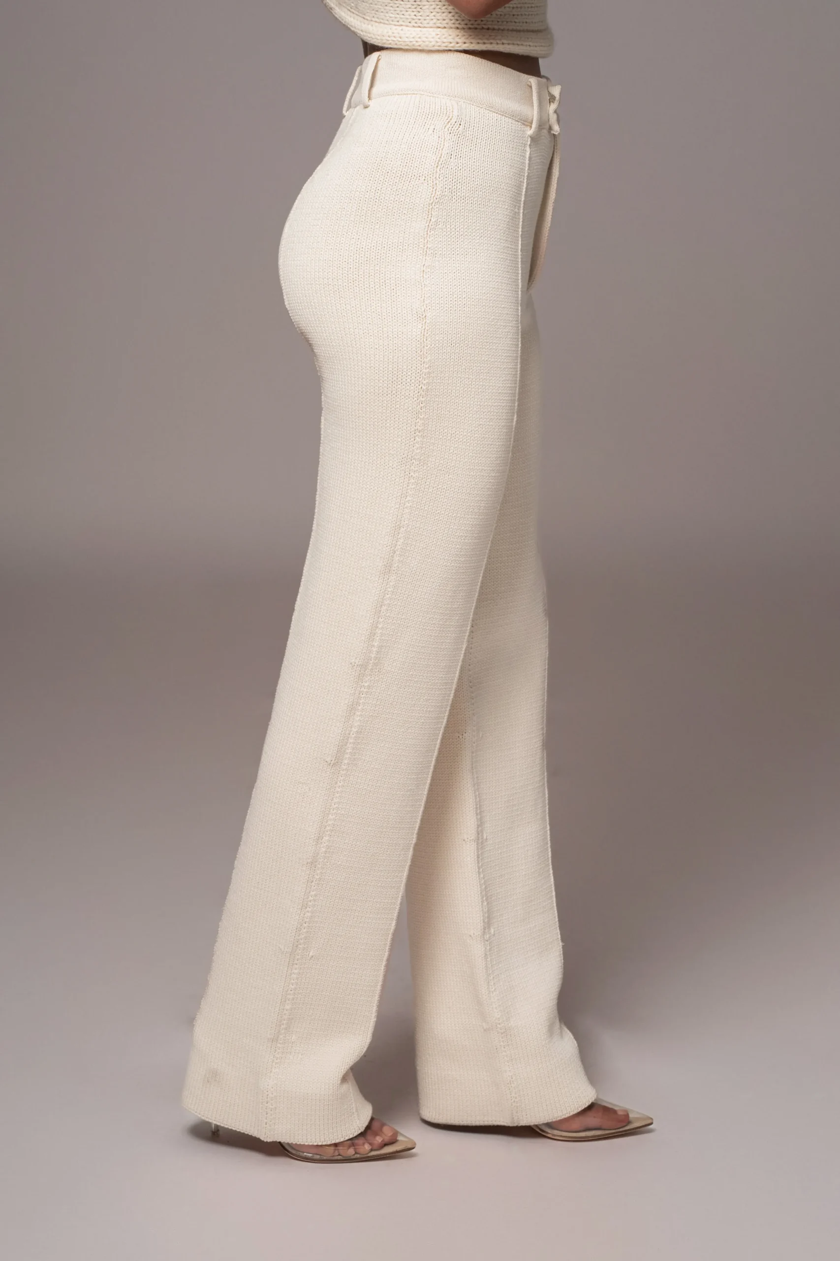Ivory Back In Business Knit Trousers*JLUXLABEL Discount