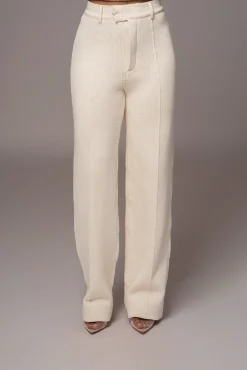 Ivory Back In Business Knit Trousers*JLUXLABEL Discount