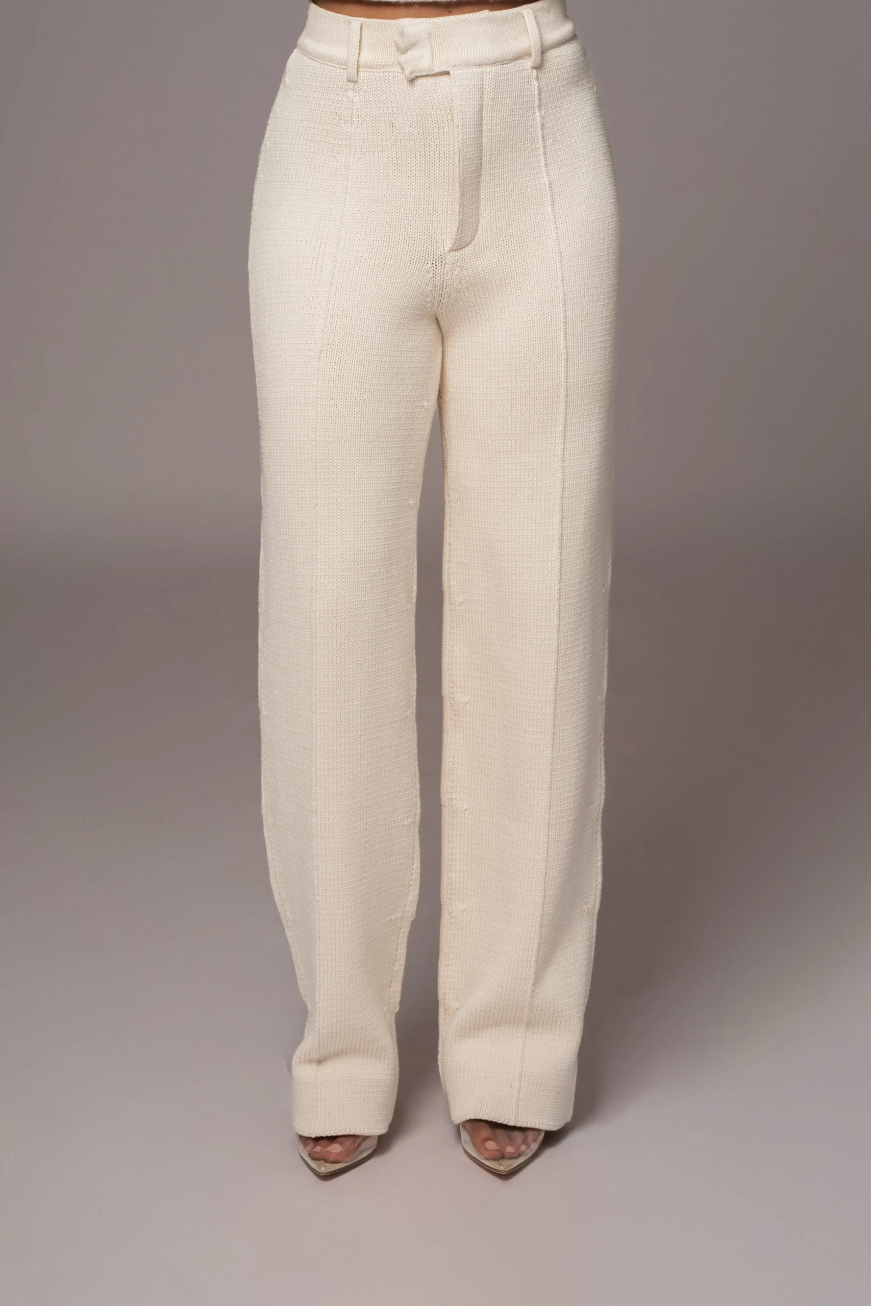 Ivory Back In Business Knit Trousers*JLUXLABEL Discount