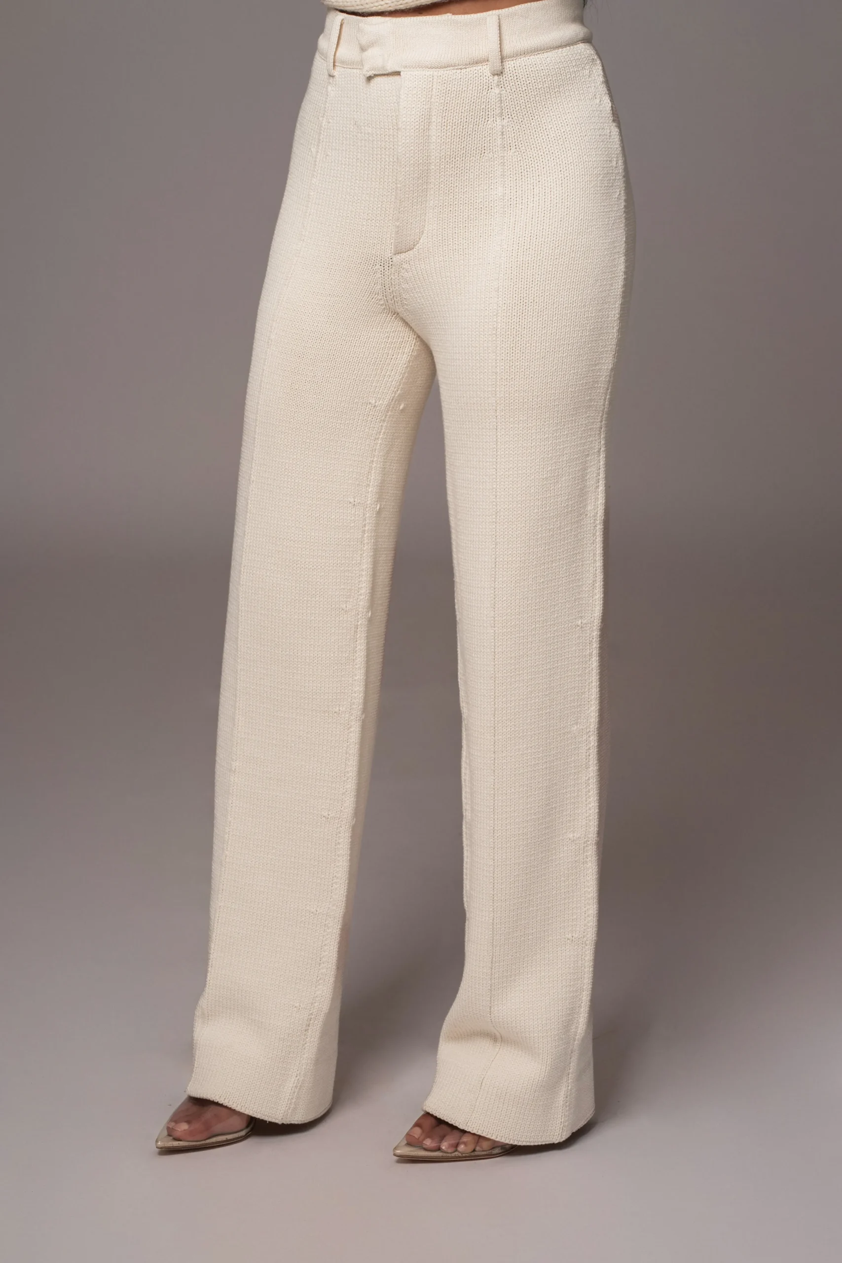 Ivory Back In Business Knit Trousers*JLUXLABEL Discount