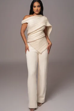 Ivory Back In Business Knit Trousers*JLUXLABEL Discount