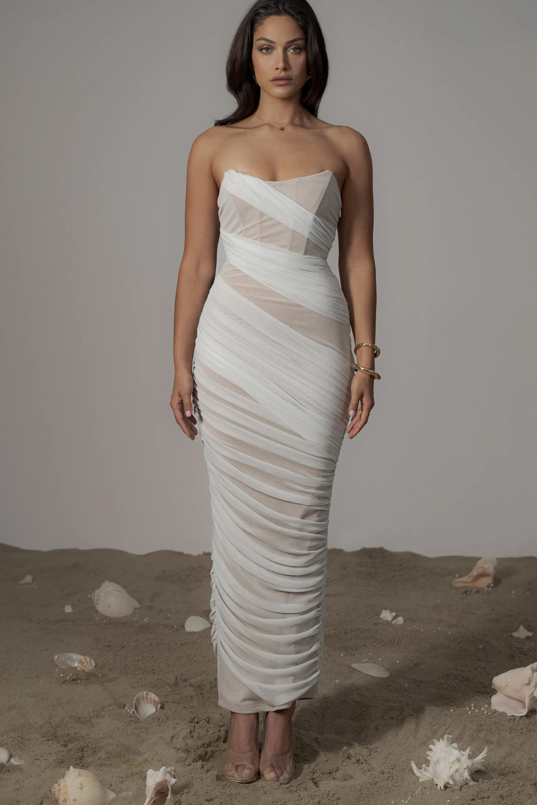 Ivory Catalina Lurex Knit Maxi Dress*JLUXLABEL Fashion