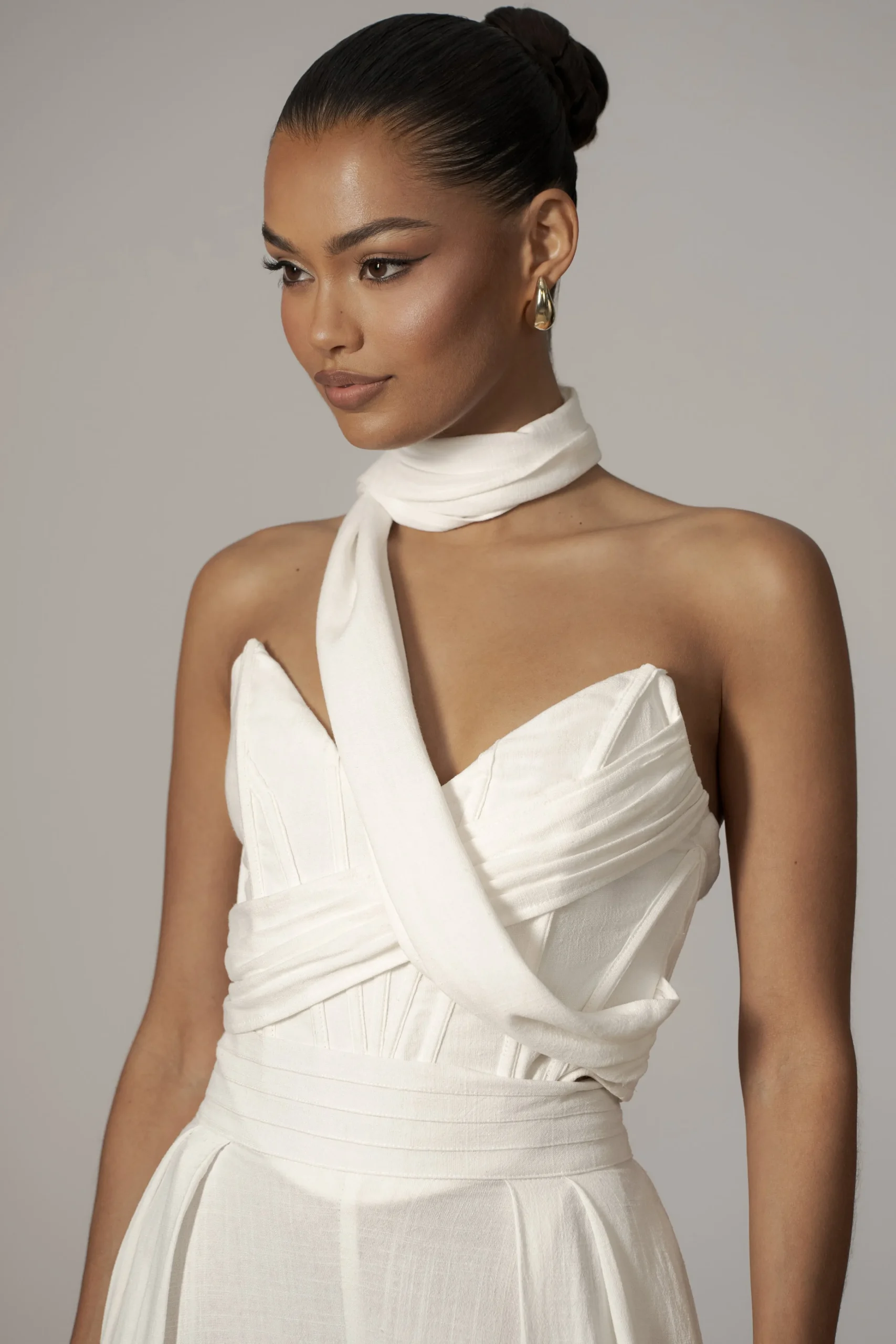 Ivory Coastal Bliss Linen Bustier*JLUXLABEL Sale