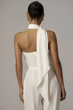 Ivory Coastal Bliss Linen Bustier*JLUXLABEL Sale
