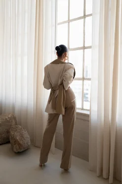 Ivory Color Block Summit Belted Jacket*JLUXLABEL Online