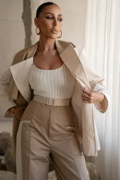 Ivory Color Block Summit Belted Jacket*JLUXLABEL Online