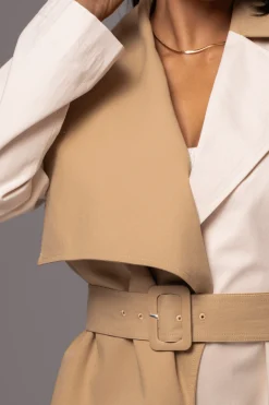 Ivory Color Block Summit Belted Jacket*JLUXLABEL Online