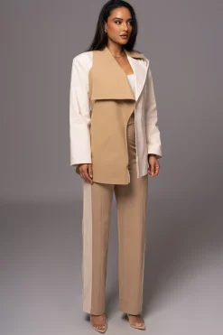 Ivory Color Block Summit Belted Jacket*JLUXLABEL Online