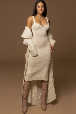 Ivory Daria Sweater Knit Dress*JLUXLABEL Clearance