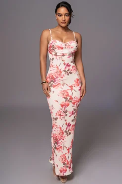 Ivory Floral Slinky Visions Of You Maxi Dress*JLUXLABEL Discount
