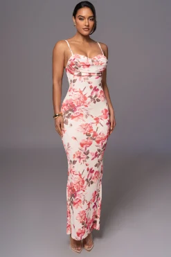 Ivory Floral Slinky Visions Of You Maxi Dress*JLUXLABEL Discount
