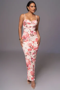 Ivory Floral Slinky Visions Of You Maxi Dress*JLUXLABEL Discount
