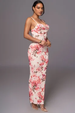 Ivory Floral Slinky Visions Of You Maxi Dress*JLUXLABEL Discount