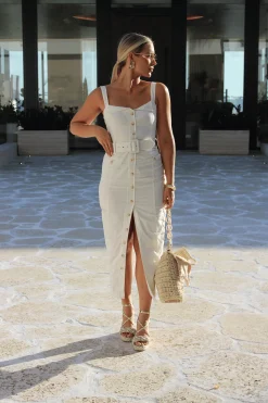 Ivory Forever Summer Belted Dress*JLUXLABEL Online