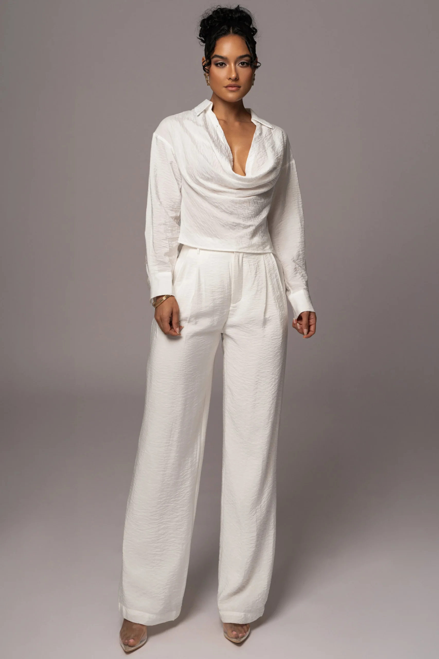 Ivory Greta Collared Top*JLUXLABEL Best