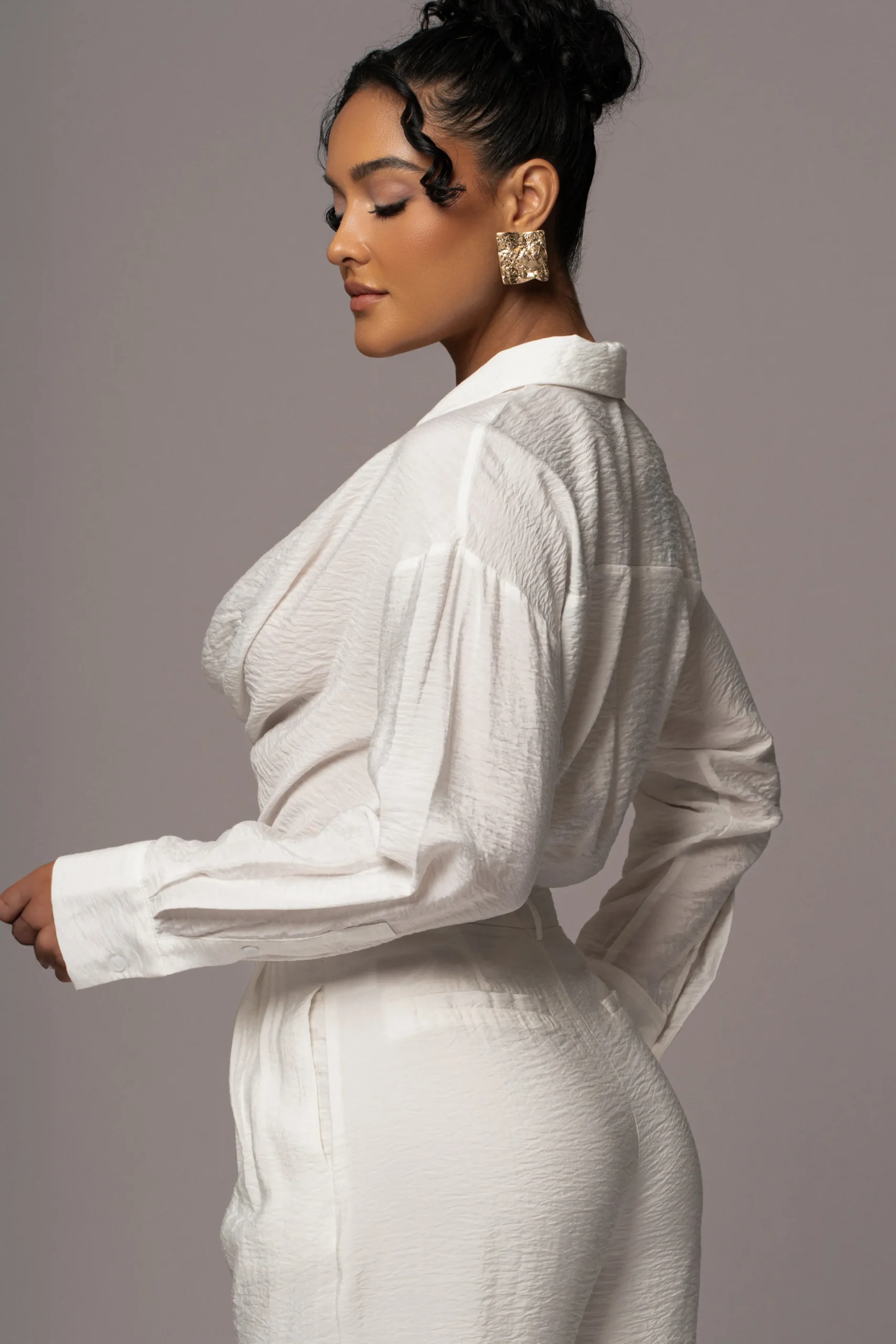 Ivory Greta Collared Top*JLUXLABEL Best