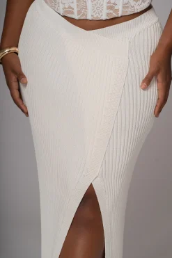 Ivory Hamptons Ribbed Slit Skirt*JLUXLABEL Fashion