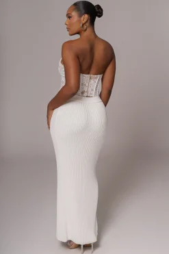 Ivory Hamptons Ribbed Slit Skirt*JLUXLABEL Fashion