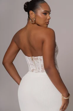 Ivory Hamptons Ribbed Slit Skirt*JLUXLABEL Fashion