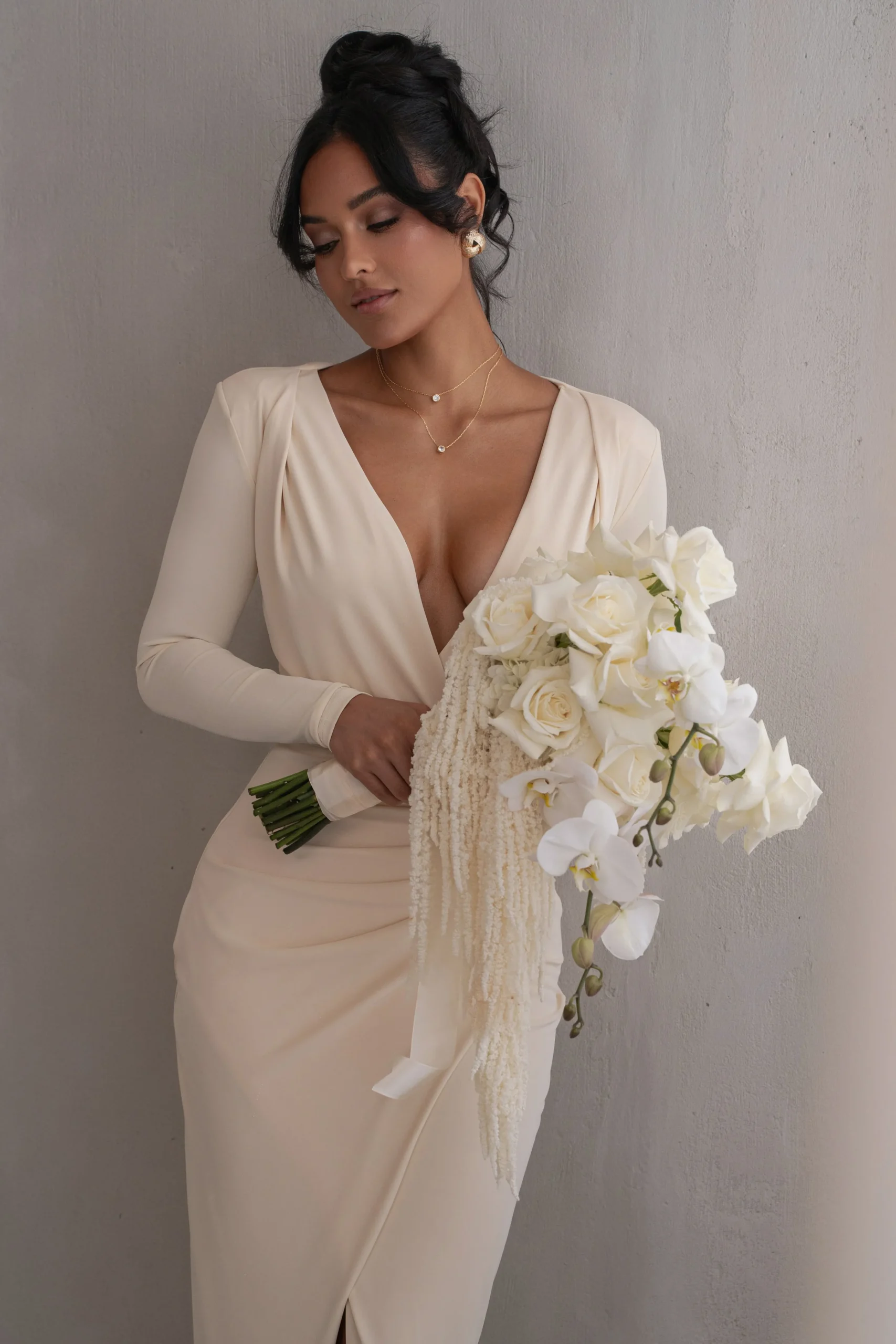 Ivory Jamie Plunge Maxi Dress*JLUXLABEL Best