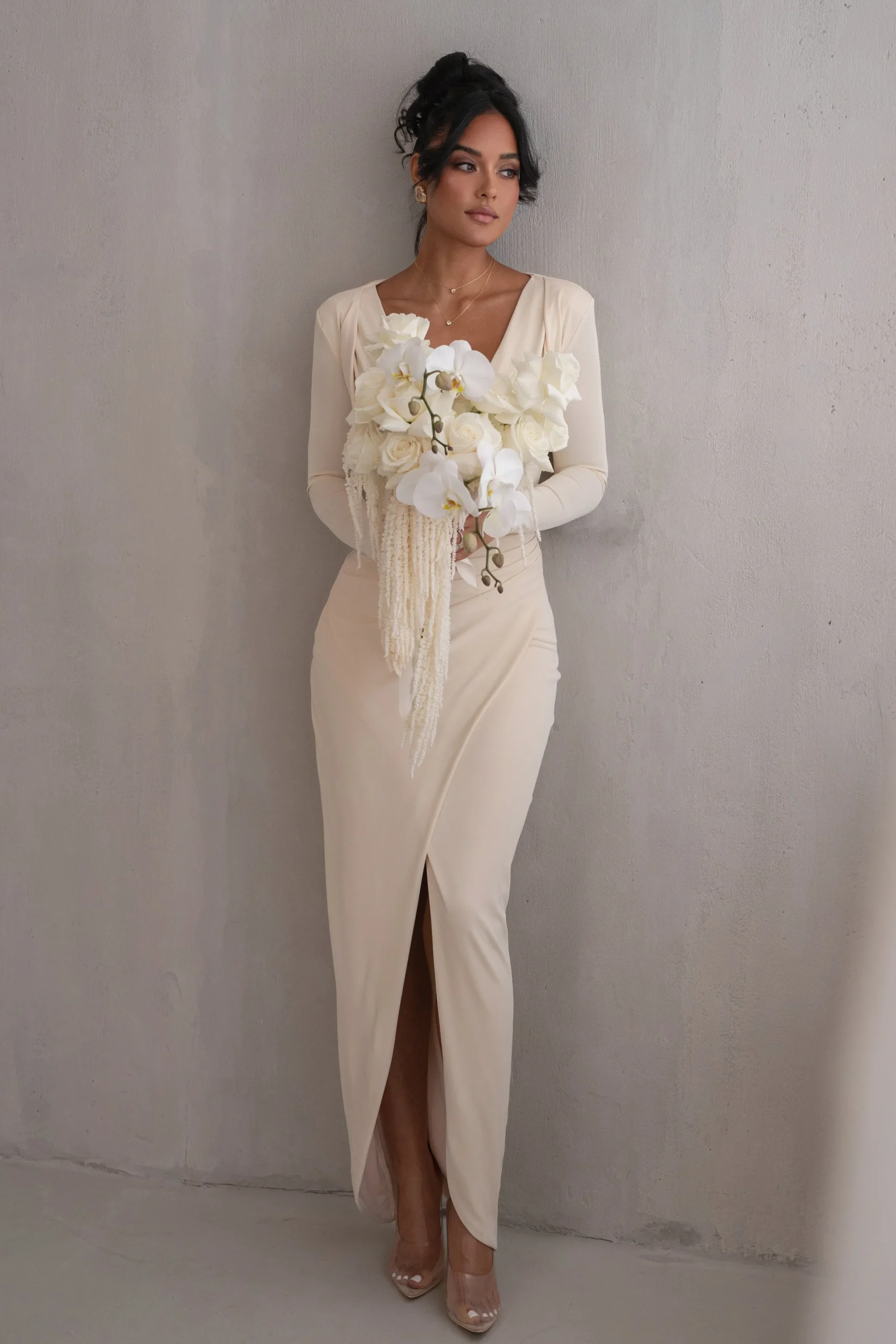 Ivory Jamie Plunge Maxi Dress*JLUXLABEL Best