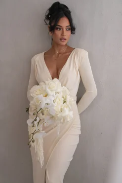 Ivory Jamie Plunge Maxi Dress*JLUXLABEL Best