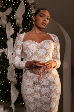 Ivory Lace Sweetheart Maxi Dress*JLUXLABEL New