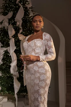 Ivory Lace Sweetheart Maxi Dress*JLUXLABEL New