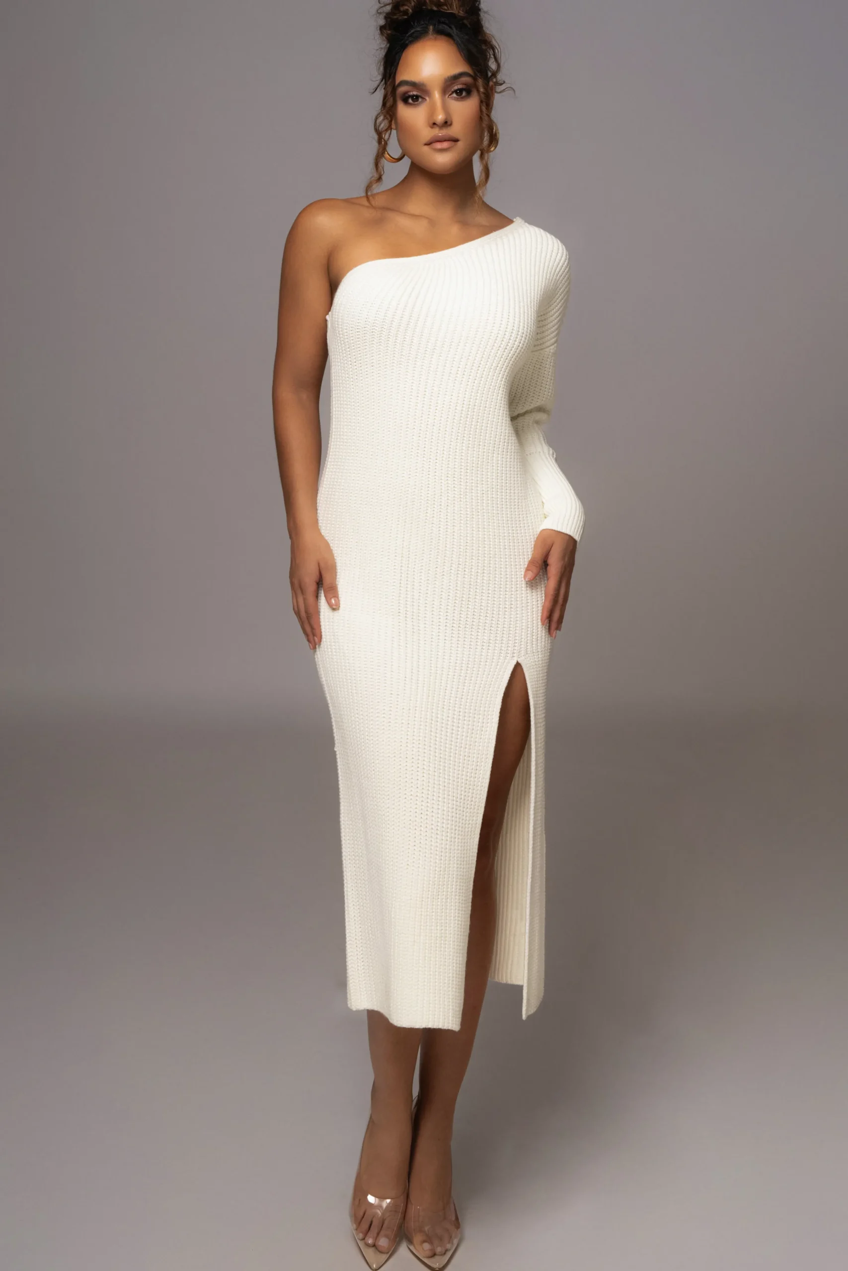 Ivory Long Knit Sweater Dress*JLUXLABEL Online