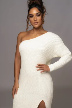 Ivory Long Knit Sweater Dress*JLUXLABEL Online