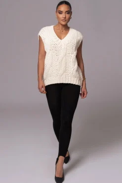 Ivory Mari Cable Knit Vest*JLUXLABEL Clearance