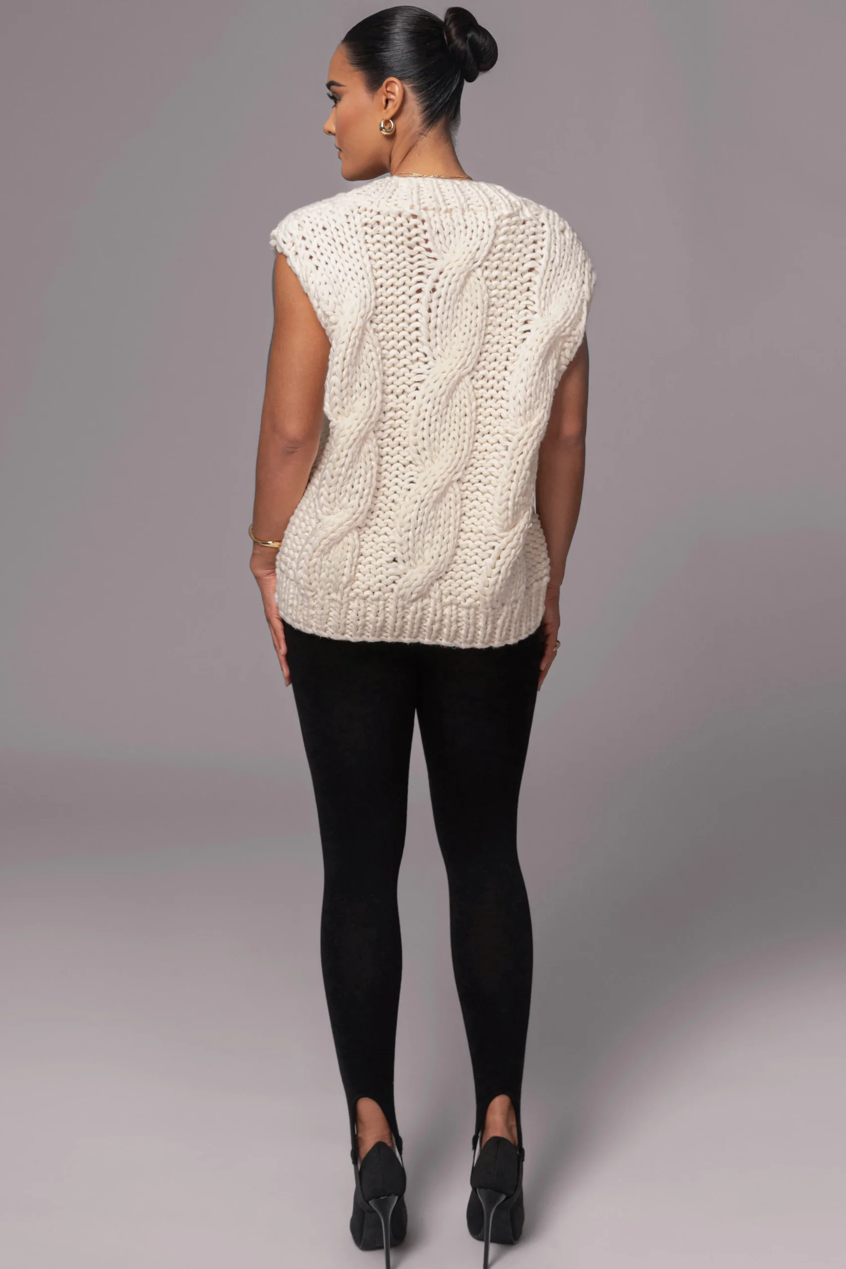 Ivory Mari Cable Knit Vest*JLUXLABEL Clearance