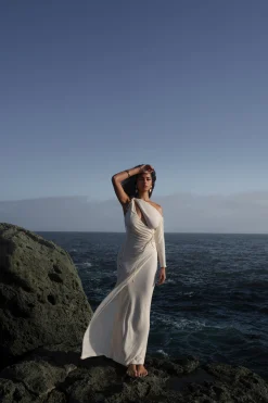 Ivory Odelia Crinkled Maxi Dress*JLUXLABEL Hot