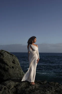 Ivory Odelia Crinkled Maxi Dress*JLUXLABEL Hot