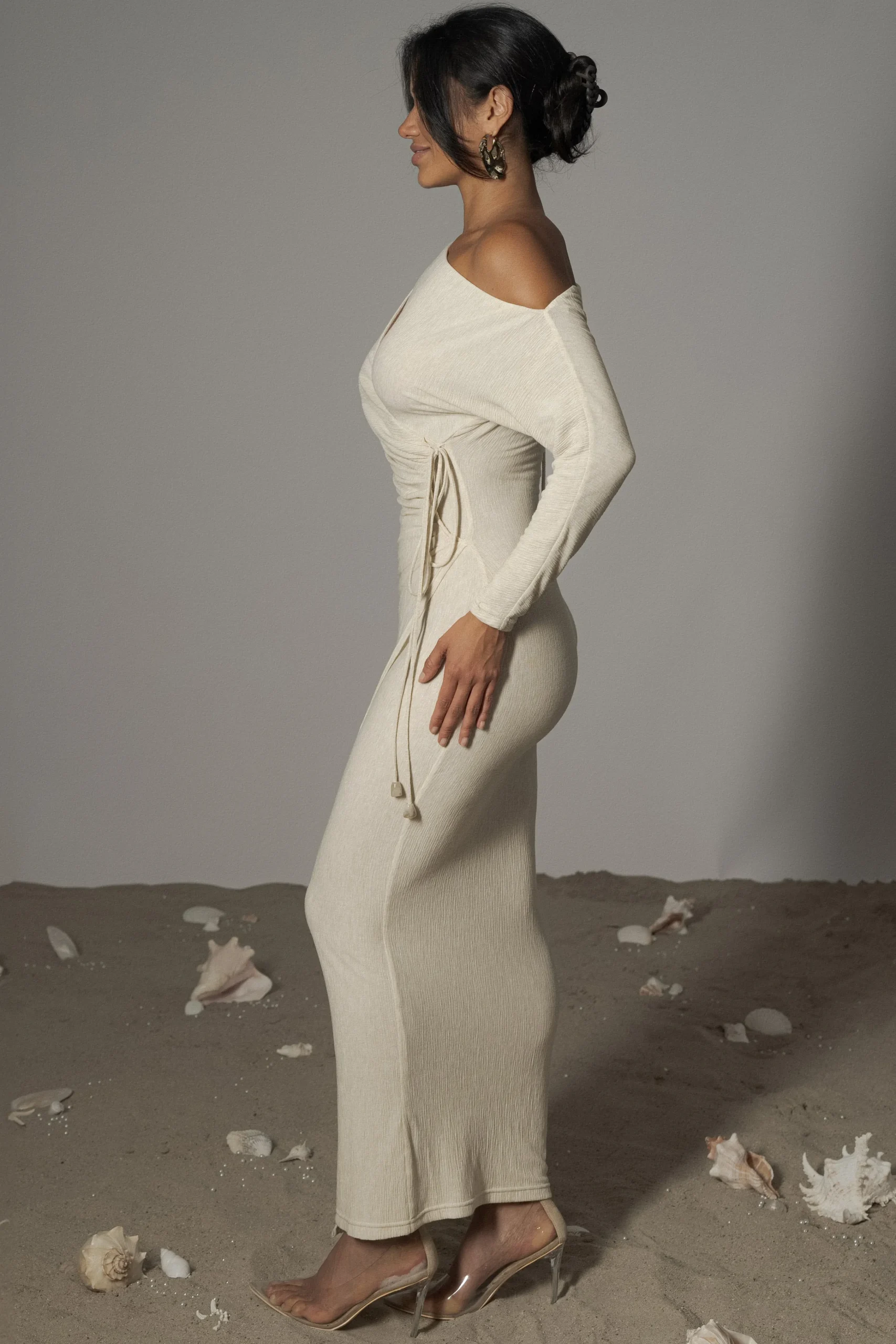 Ivory Odelia Crinkled Maxi Dress*JLUXLABEL Hot