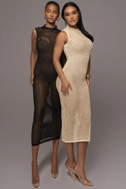 Ivory Pacific Tides Crochet Maxi Dress*JLUXLABEL Clearance