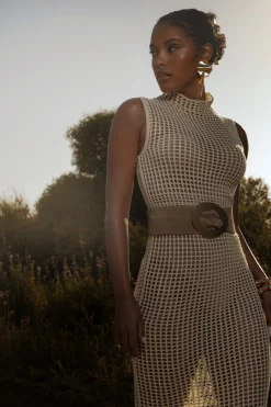 Ivory Pacific Tides Crochet Maxi Dress*JLUXLABEL Clearance