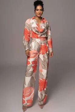 Ivory Palm Print Drew Crinkled Trousers*JLUXLABEL Sale