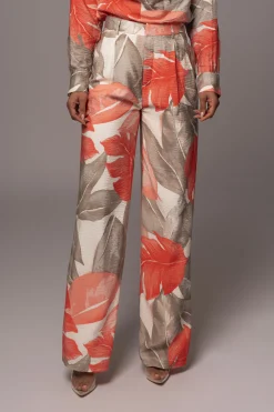 Ivory Palm Print Drew Crinkled Trousers*JLUXLABEL Sale