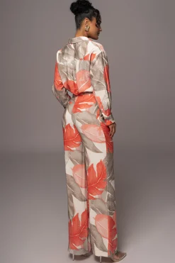 Ivory Palm Print Drew Crinkled Trousers*JLUXLABEL Sale