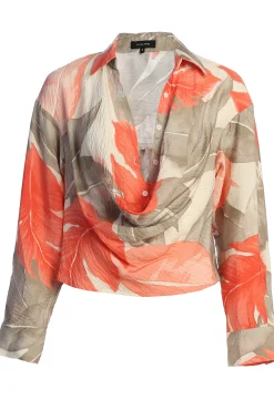 Ivory Palm Print Greta Collared Top*JLUXLABEL New