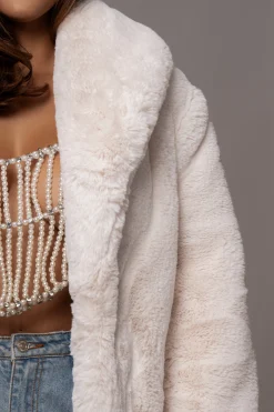 Ivory Refined Faux Fur Oversized Coat*JLUXLABEL Outlet