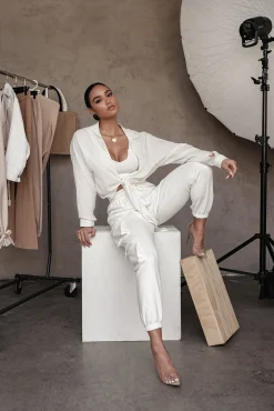 Ivory Soho Front Tied Woven Top*JLUXLABEL Online