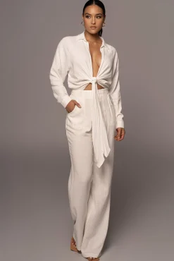 Ivory Soho Front Tied Woven Top*JLUXLABEL Online