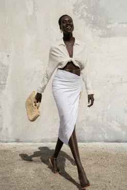 Ivory Soho Front Tied Woven Top*JLUXLABEL Online