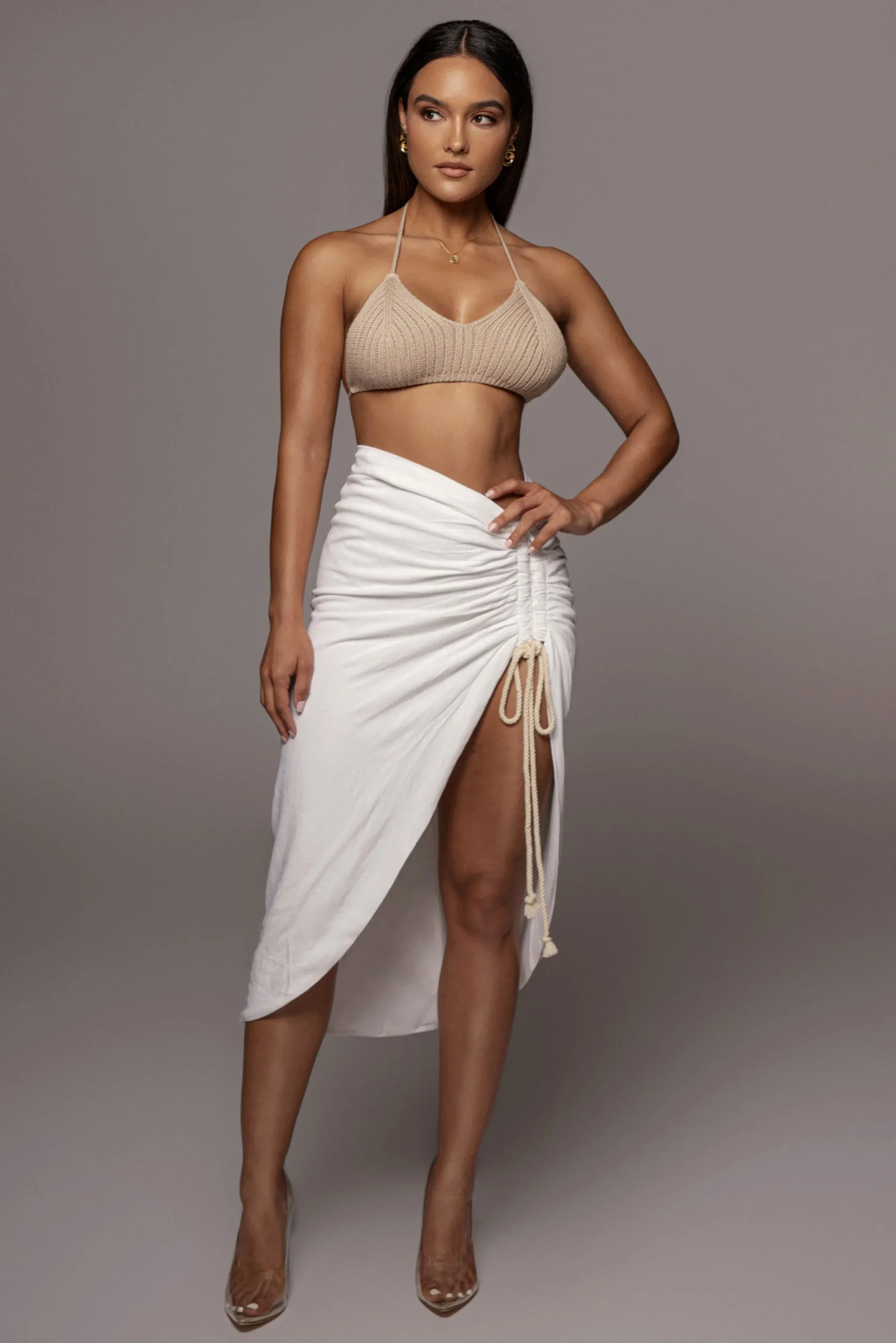 Ivory Spring Ruched Linen Skirt*JLUXLABEL Discount