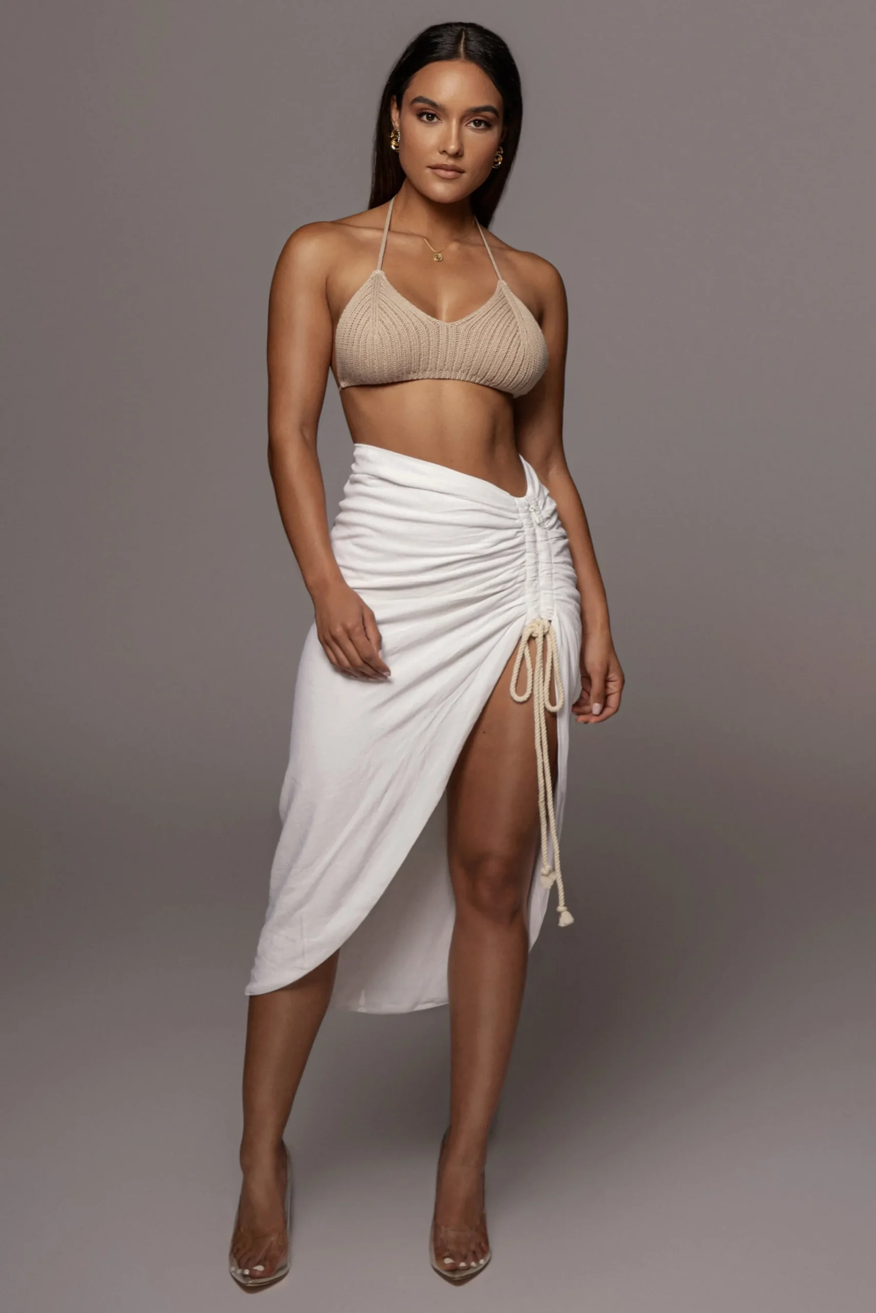 Ivory Spring Ruched Linen Skirt*JLUXLABEL Discount