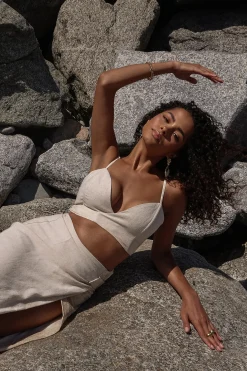 Ivory Sunrise Linen Bustier*JLUXLABEL Outlet