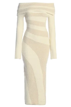 Ivory Sweater Knit Off The Shoulder Dress*JLUXLABEL Hot